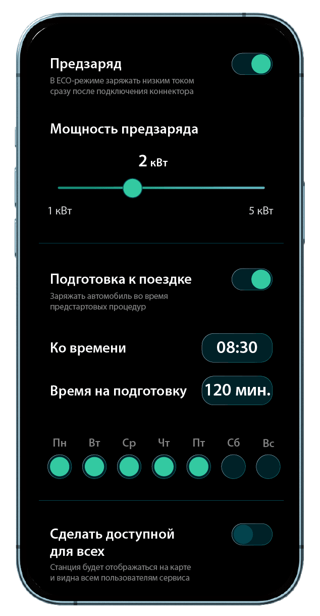 Мобильное приложение для зарядной станции Pandora EV
